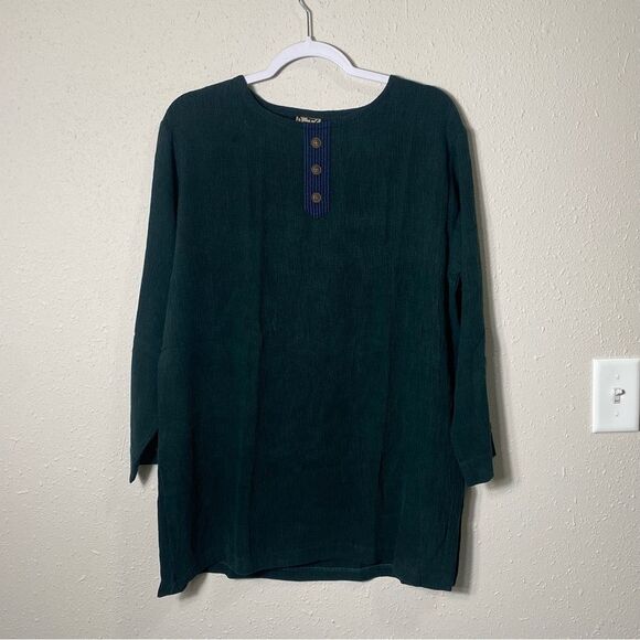 Bets By Canvasbacks Forest Green Gauzy Long Sleeve Tunic Top Women's Size Medium - Picture 10 of 10
